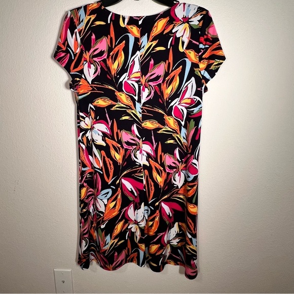 MSK Black, Orange, Pink, Floral Dress Petite L - Picture 2 of 5